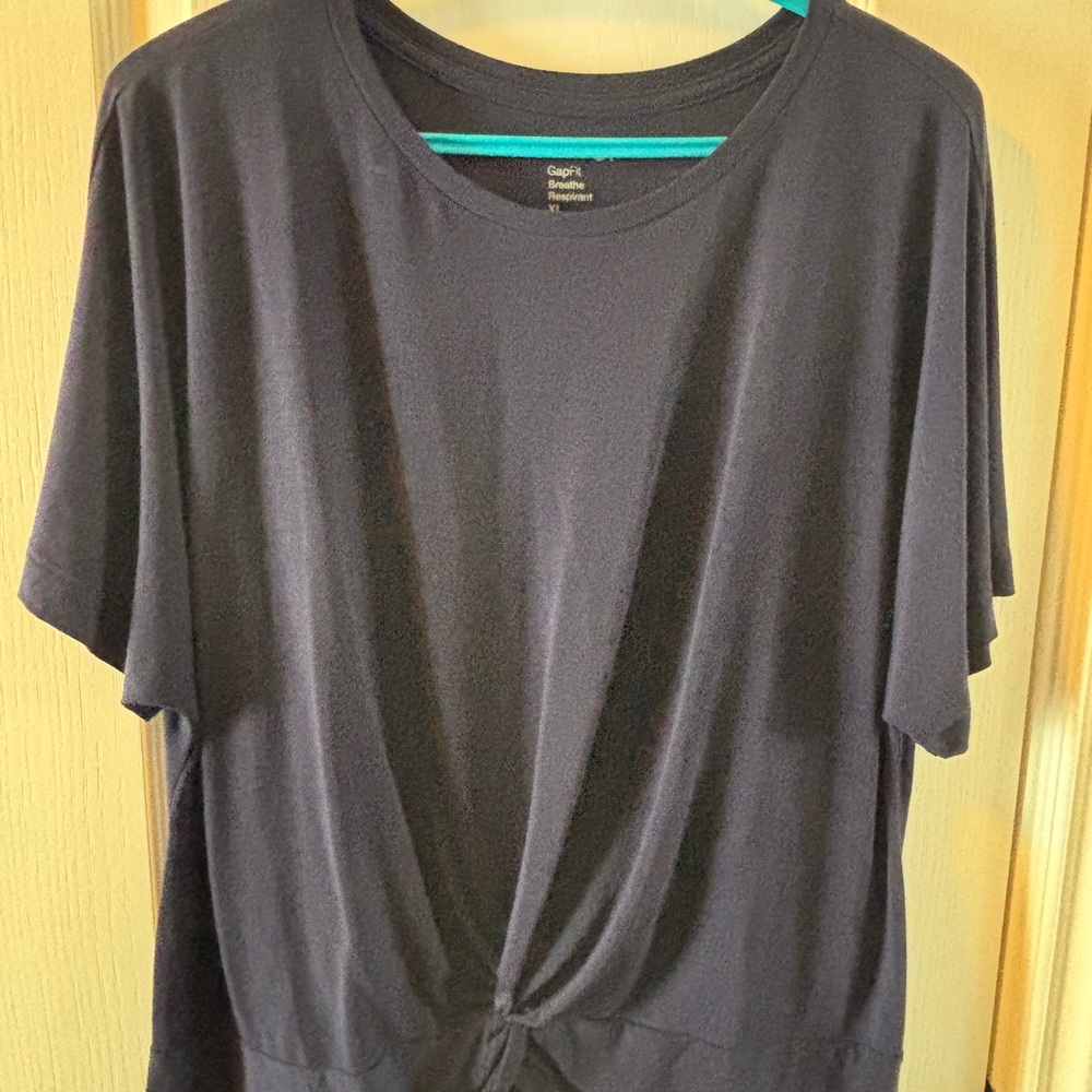 GAP Blue Tie Front Relaxed Blouse - Picture 2 of 3